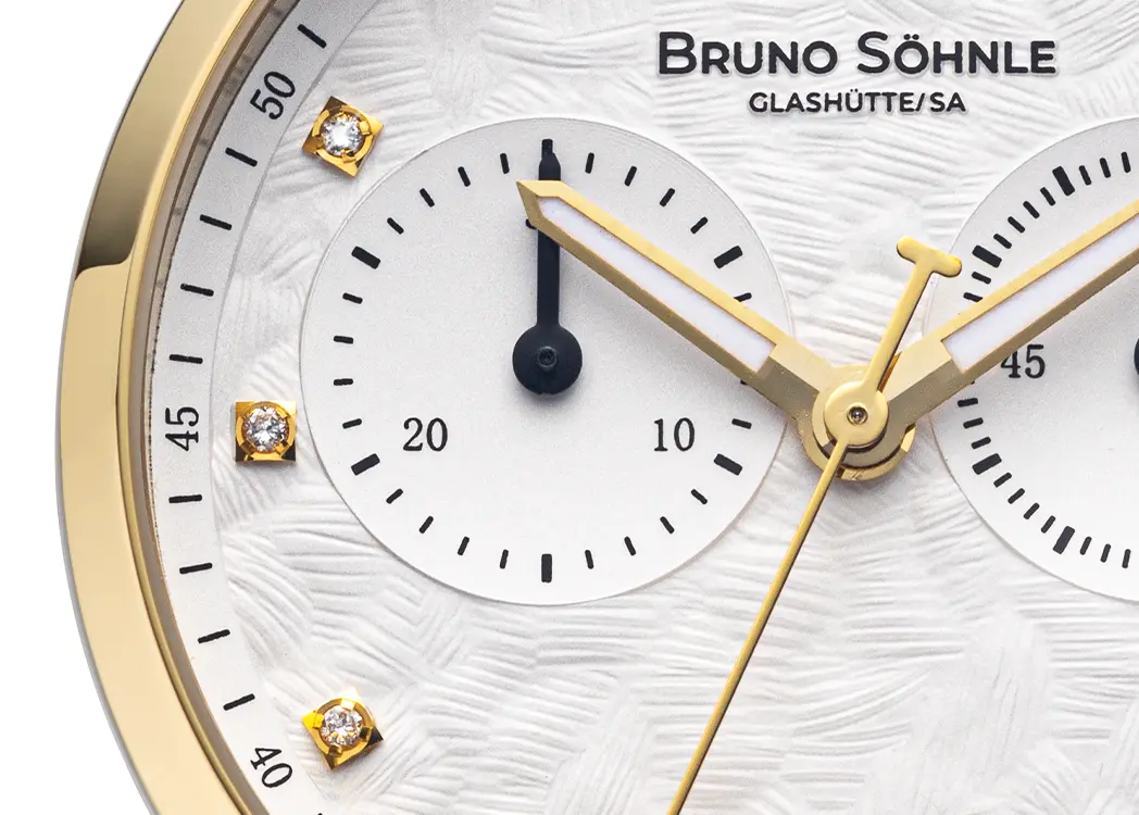 Bologna Damen Chronograph von Bruno Söhnle Zifferblatt Detail Gold